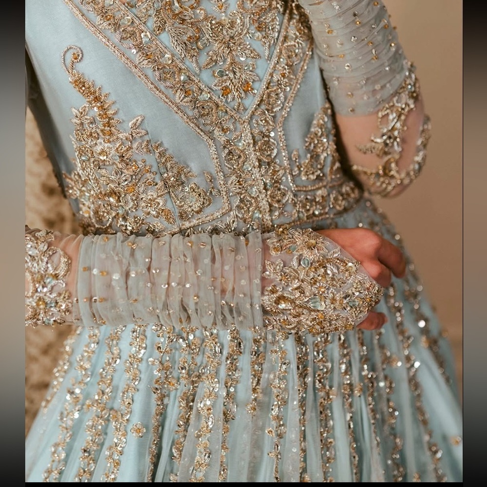 Elegant Embellished Gold and Desi Cinderella blue Gown